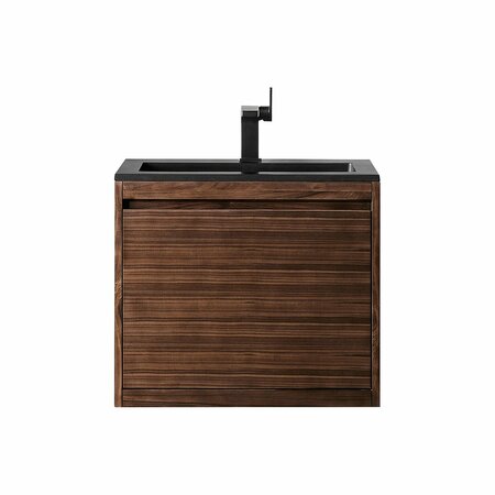 JAMES MARTIN VANITIES 23.6'' Single Vanity, Mid-Century Walnut w/ Charcoal Black Composite Stone Top 805-V23.6-WLT-CH